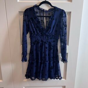 Elegant Navy Blue Floral Dress
